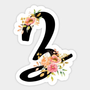 Letter Z With Watercolor Floral Wreath Sticker